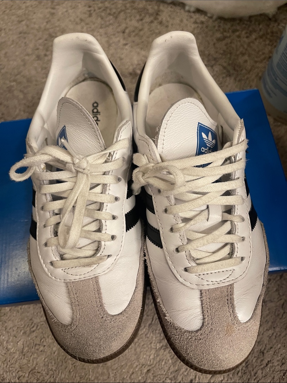 ADIDAS  White and Black Samba Leather Sneakers